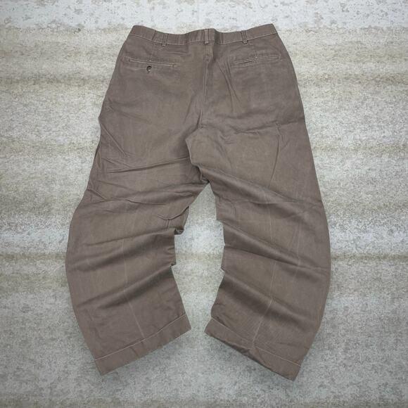 Vintage Dress Pants Chocolate Brown Baggy Wide Leg Fit Pleated Made in USA 90s - Picture 1 of 4